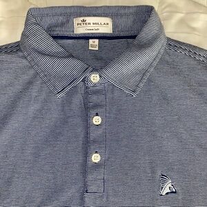Preston Trail Peter Millar Navy Blue Striped Polo Shirt